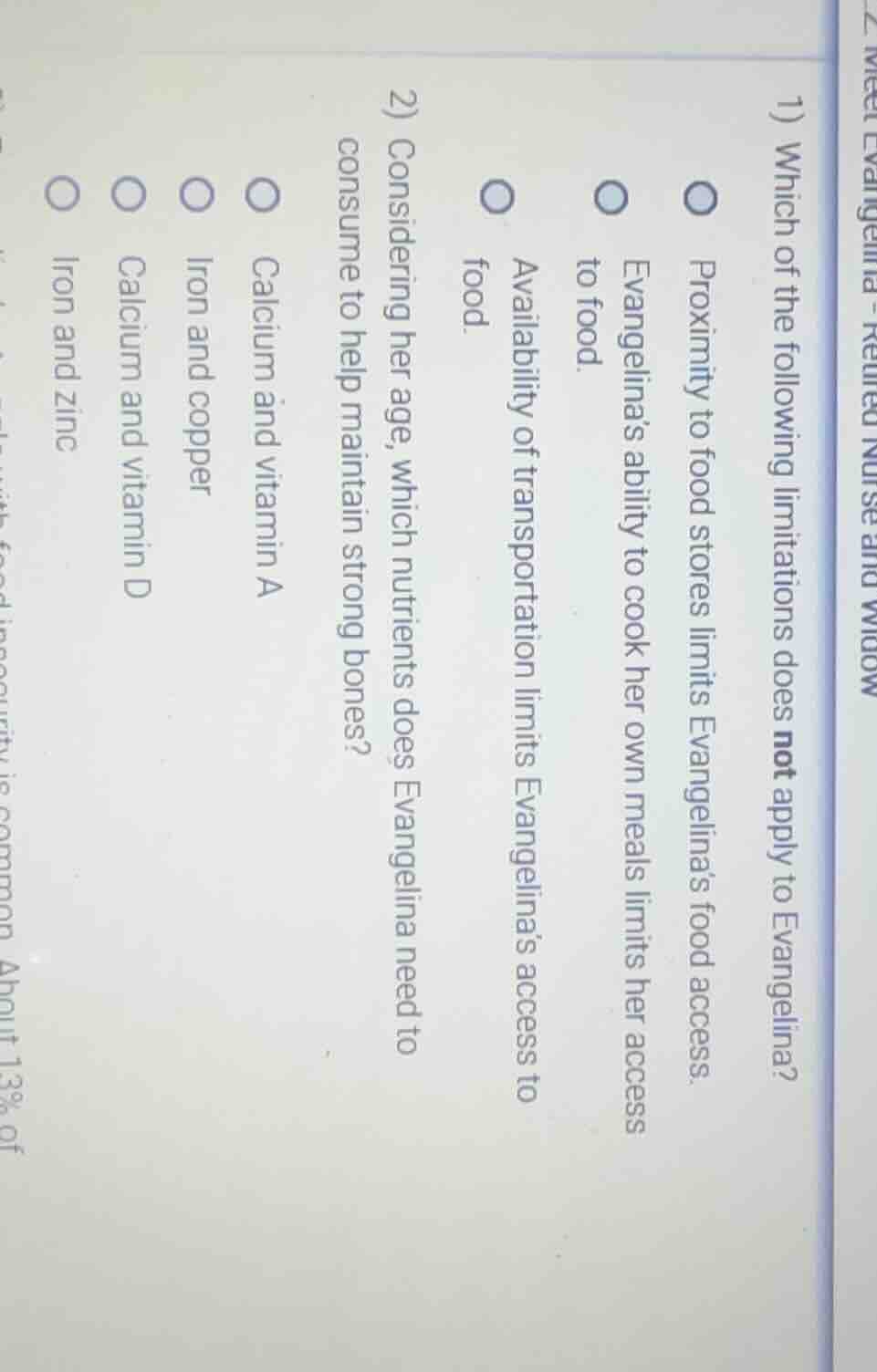 1) which of the following limitations does not apply to evangelina? - p…