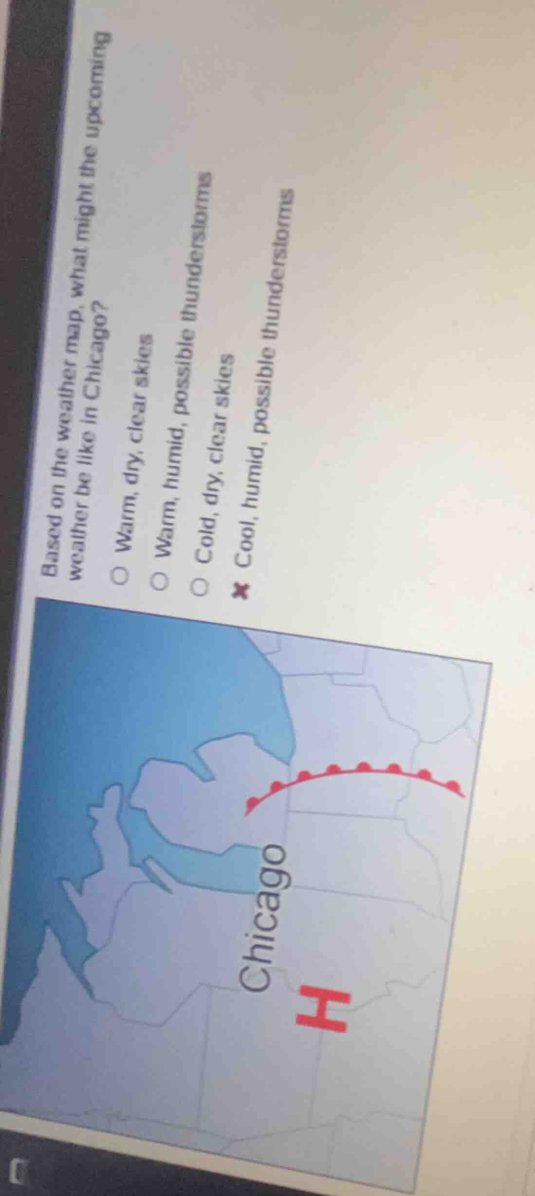 based on the weather map, what might the upcoming weather be like in ch…