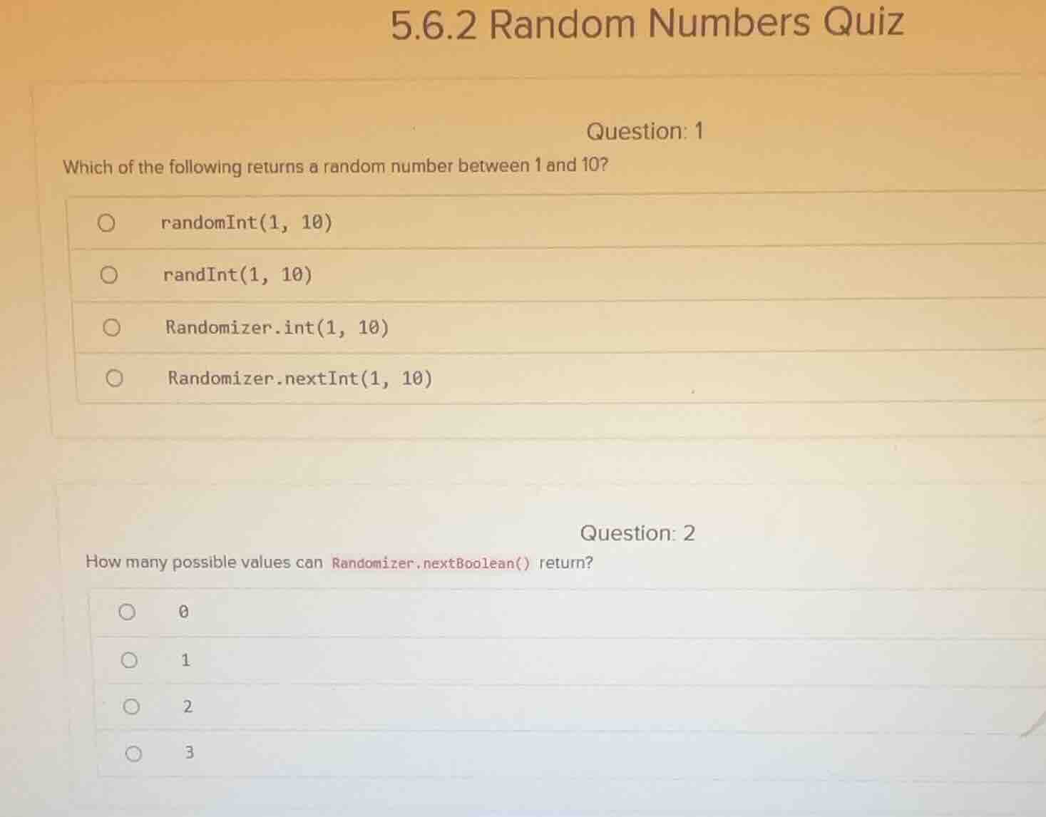 5.6.2 random numbers quiz question: 1 which of the following returns a …