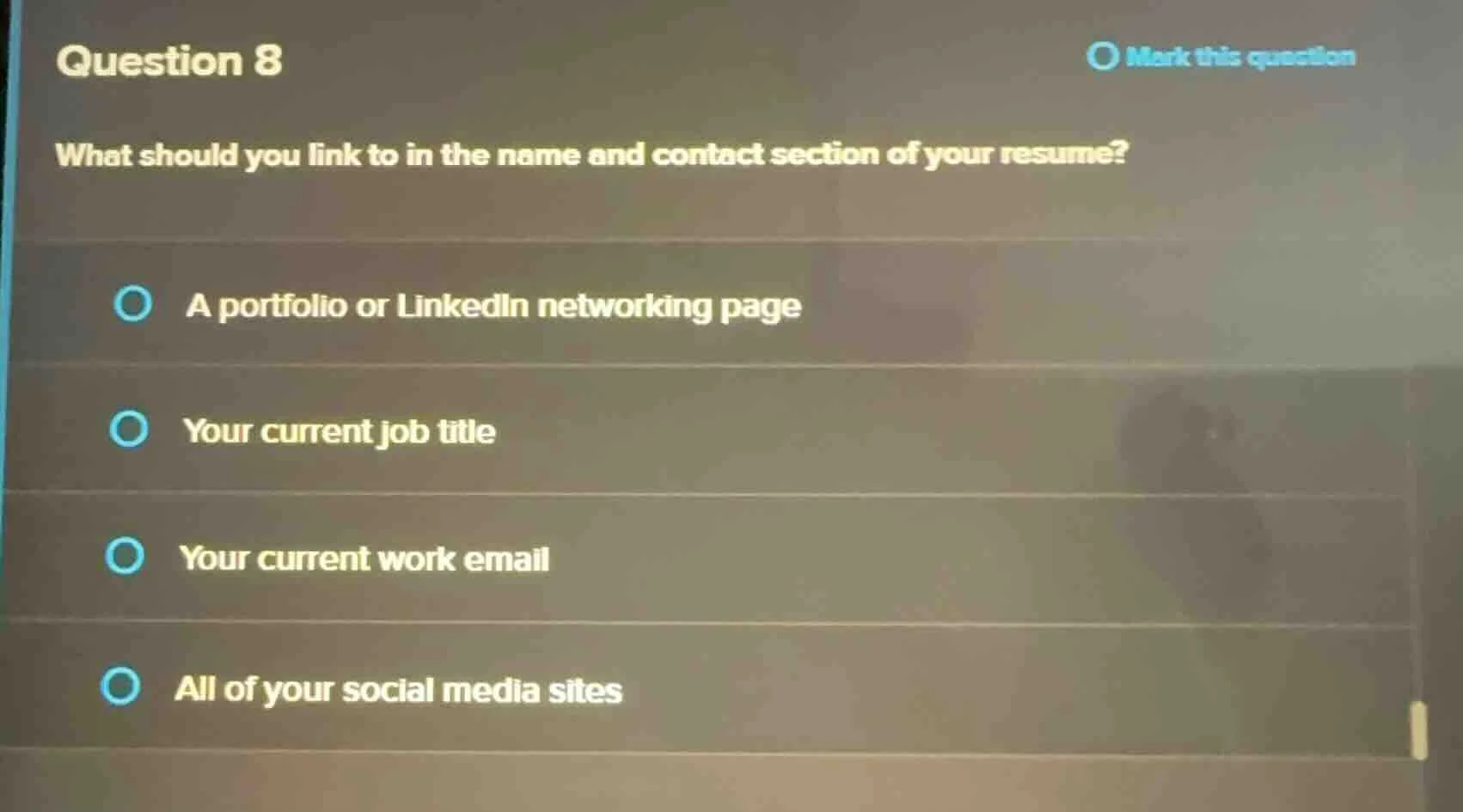 question 8 what should you link to in the name and contact section of y…