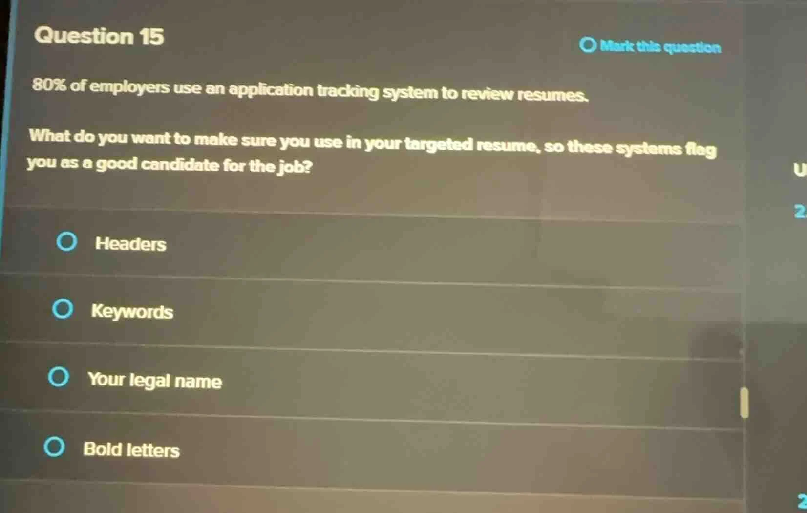 question 15 mark this question 80% of employers use an application trac…