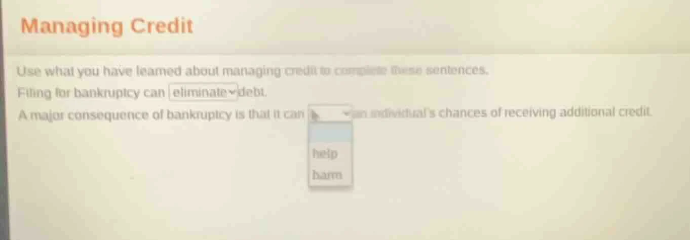 managing credit use what you have learned about managing credit to comp…