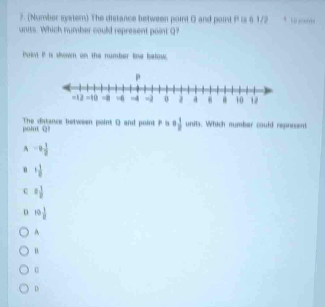 7. (number system) the distance between point q and point p is 6 1/2 un…