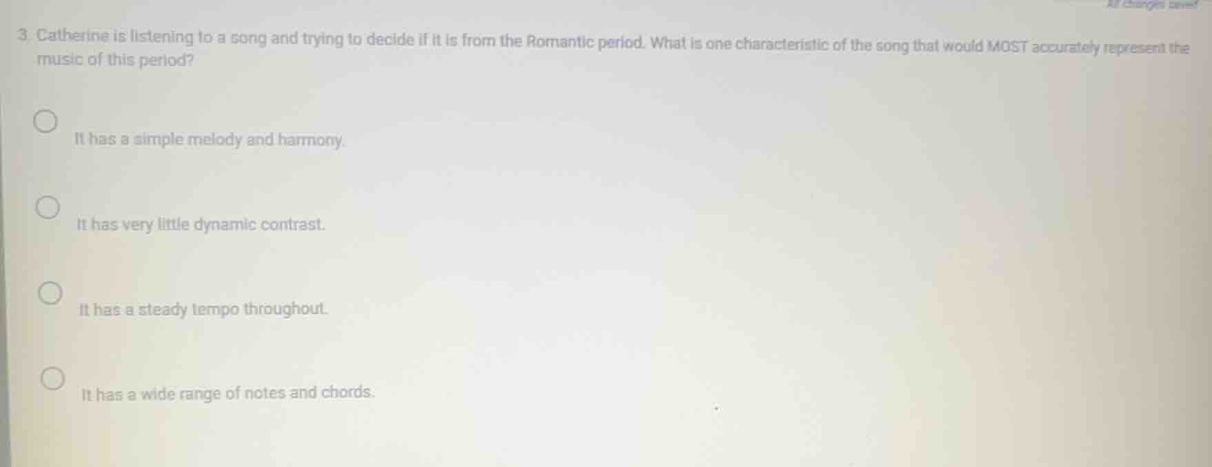 3. catherine is listening to a song and trying to decide if it is from …