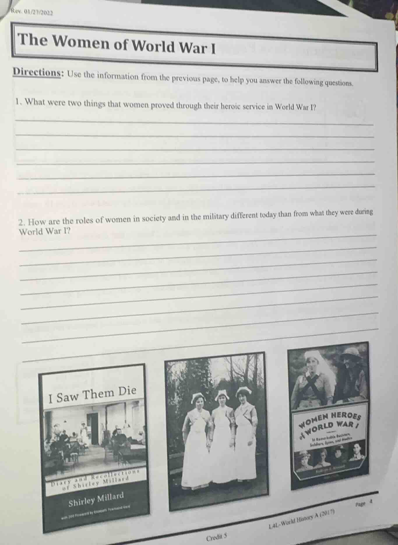 rev. 01/27/2022 the women of world war i directions: use the informatio…