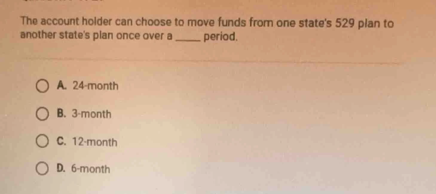 the account holder can choose to move funds from one states 529 plan to…