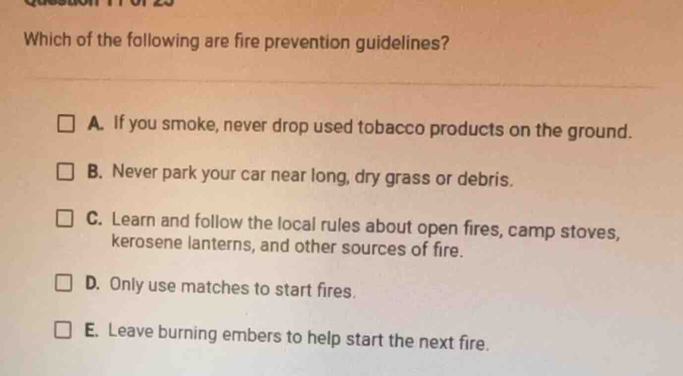 question 11 of 25 which of the following are fire prevention guidelines…