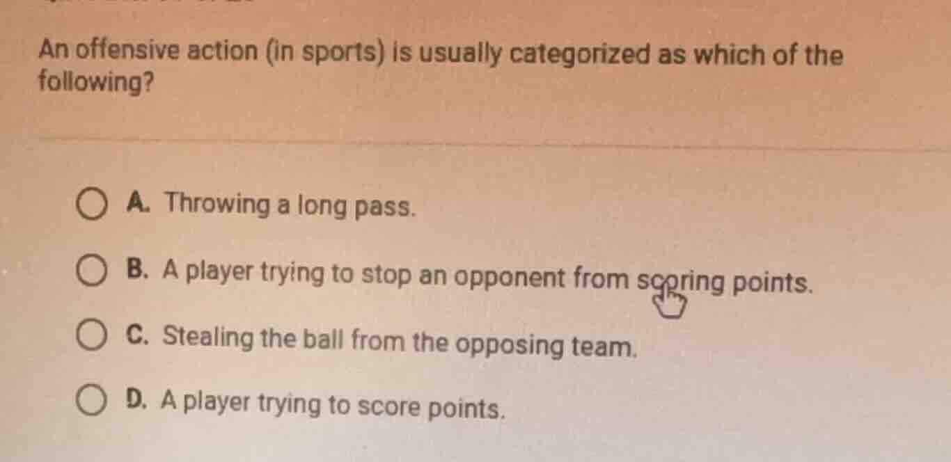 an offensive action (in sports) is usually categorized as which of the …