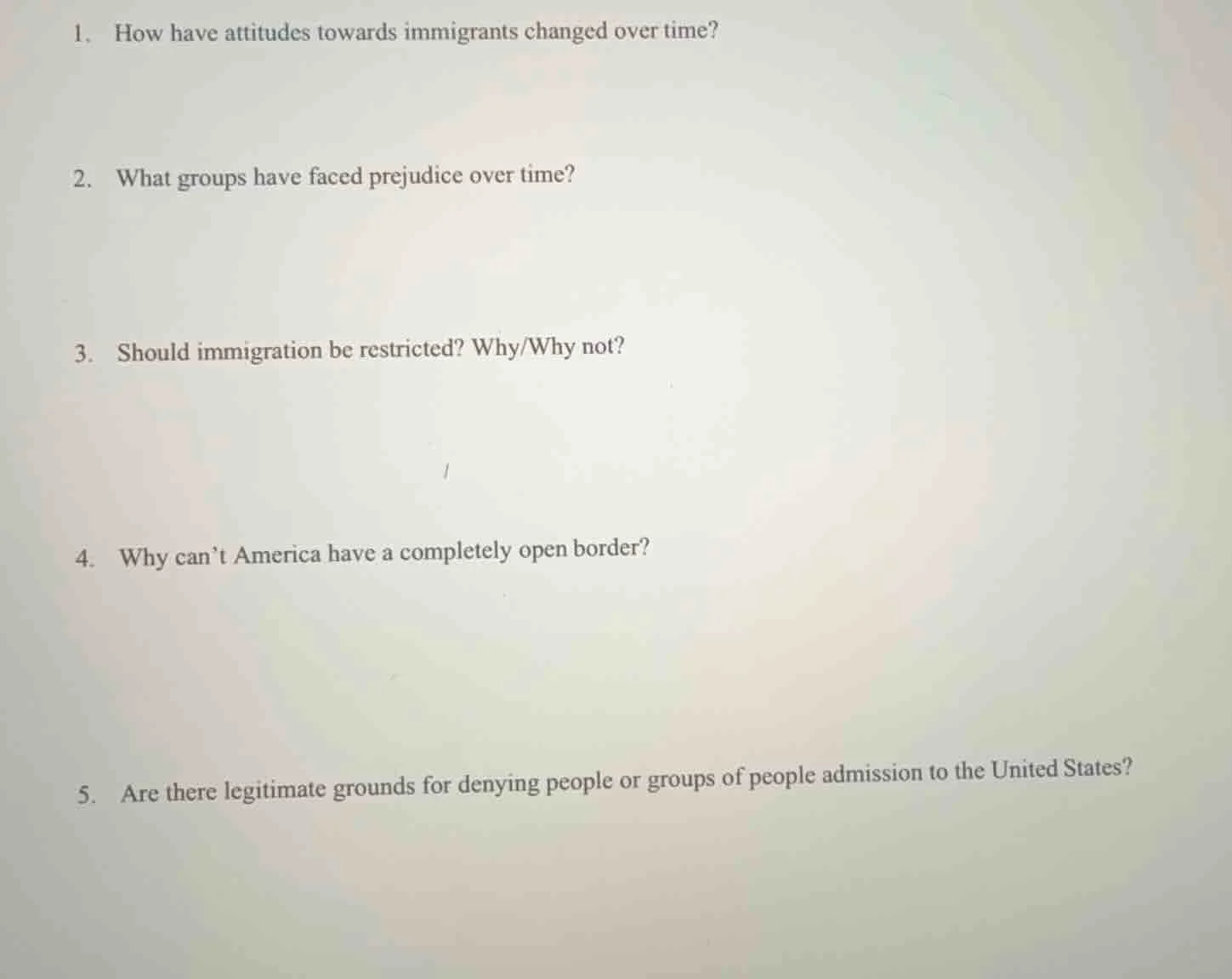 1. how have attitudes towards immigrants changed over time? 2. what gro…
