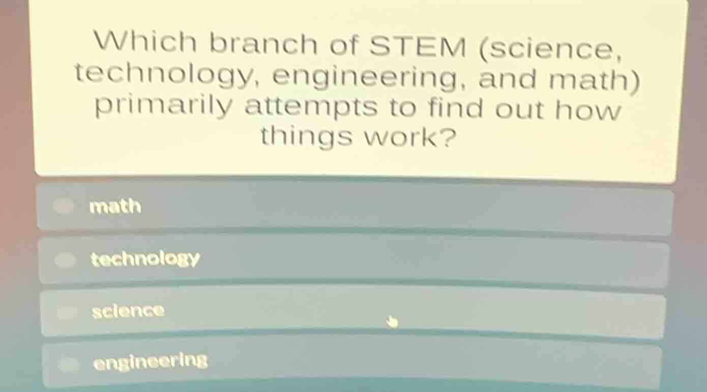 which branch of stem (science, technology, engineering, and math) prima…