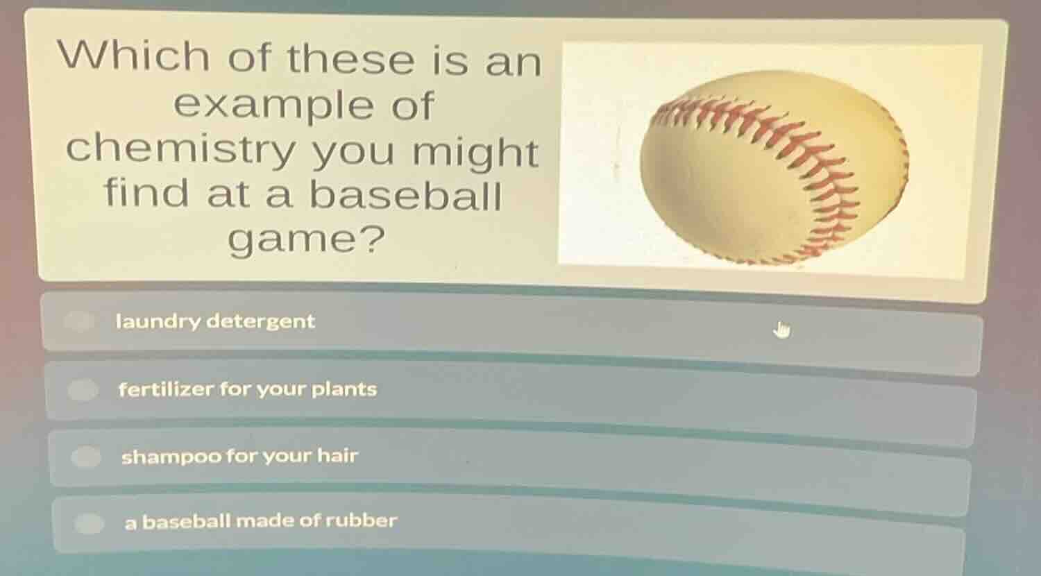 which of these is an example of chemistry you might find at a baseball …