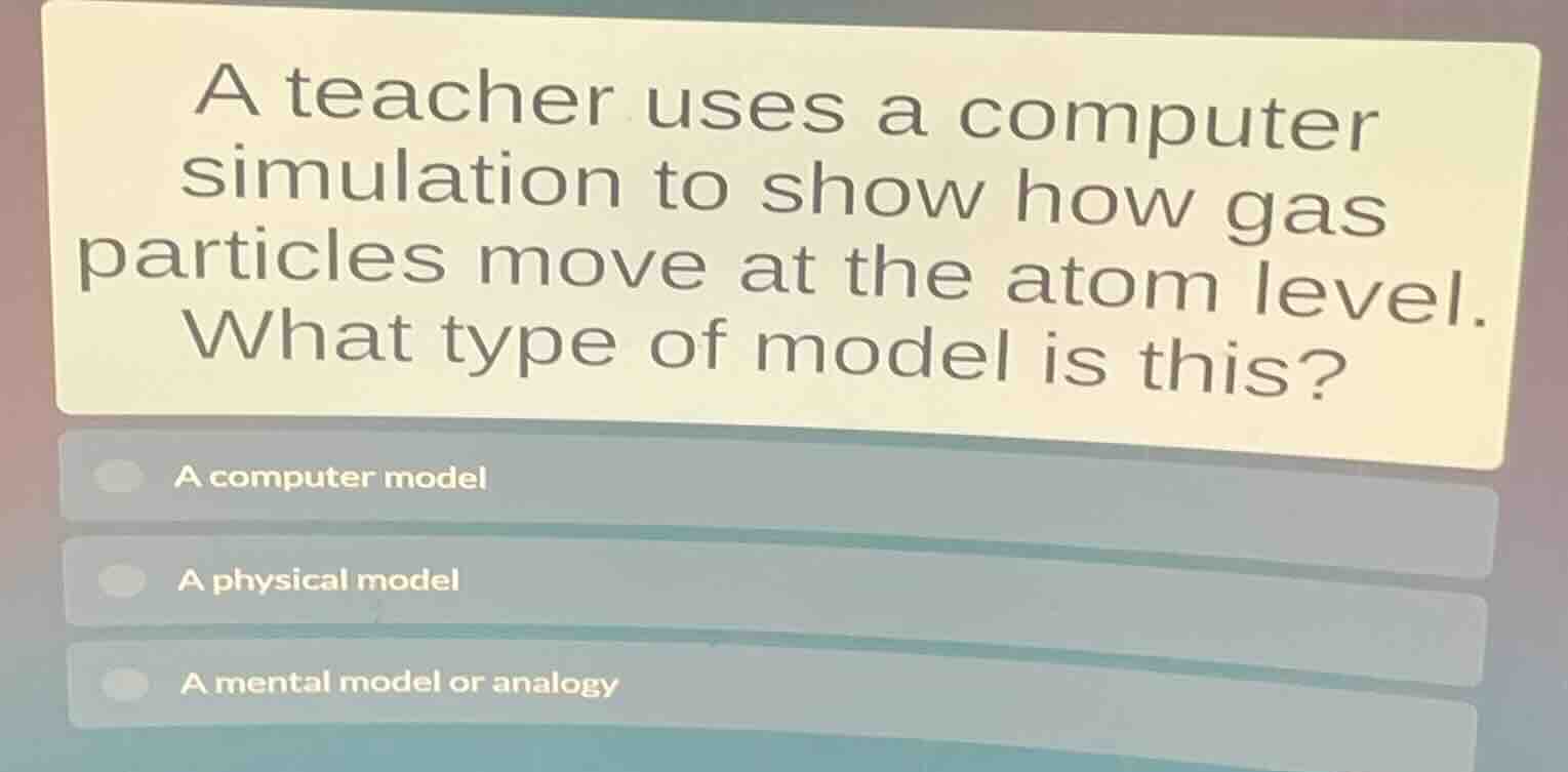 a teacher uses a computer simulation to show how gas particles move at …
