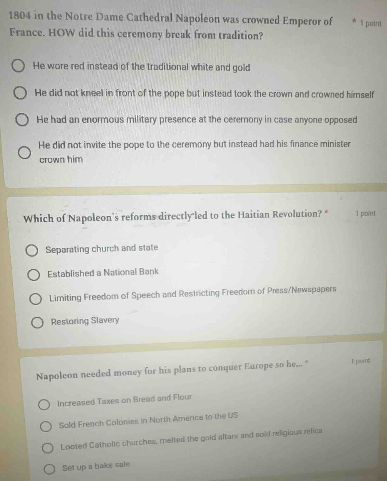 1804 in the notre dame cathedral napoleon was crowned emperor of france…