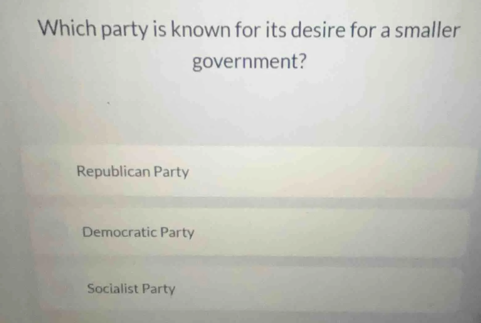 which party is known for its desire for a smaller government? republica…