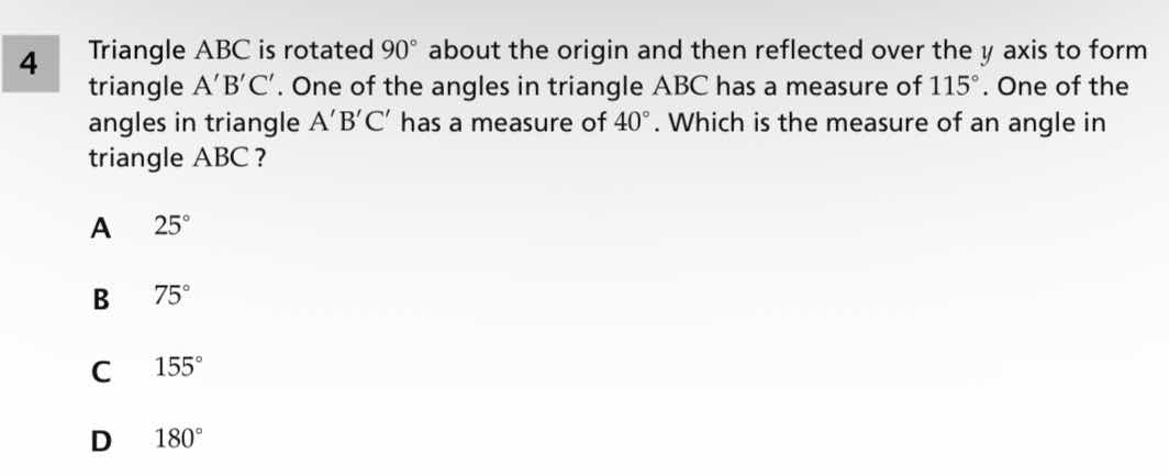 4 triangle abc is rotated $90^{circ}$ about the origin and then reflect…