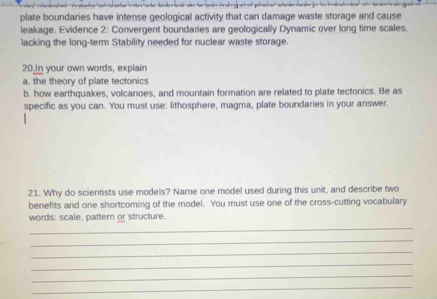 plate boundaries have intense geological activity that can damage waste…