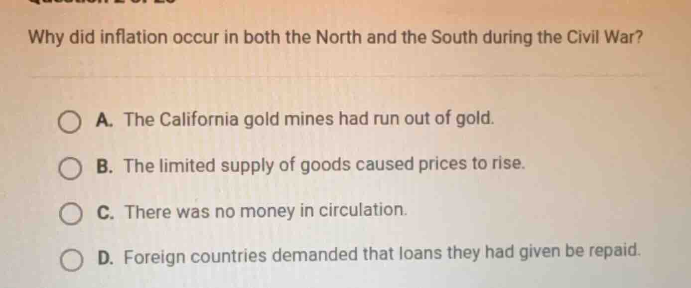why did inflation occur in both the north and the south during the civi…
