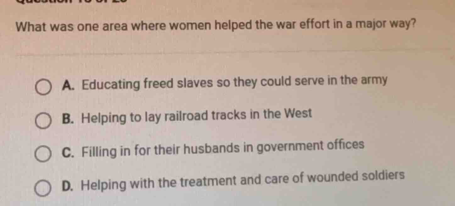 what was one area where women helped the war effort in a major way? a. …