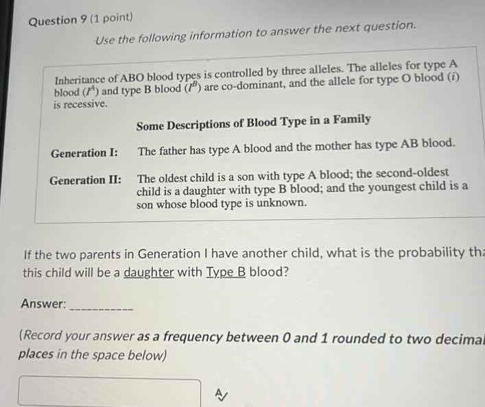 question 9 (1 point) use the following information to answer the next q…