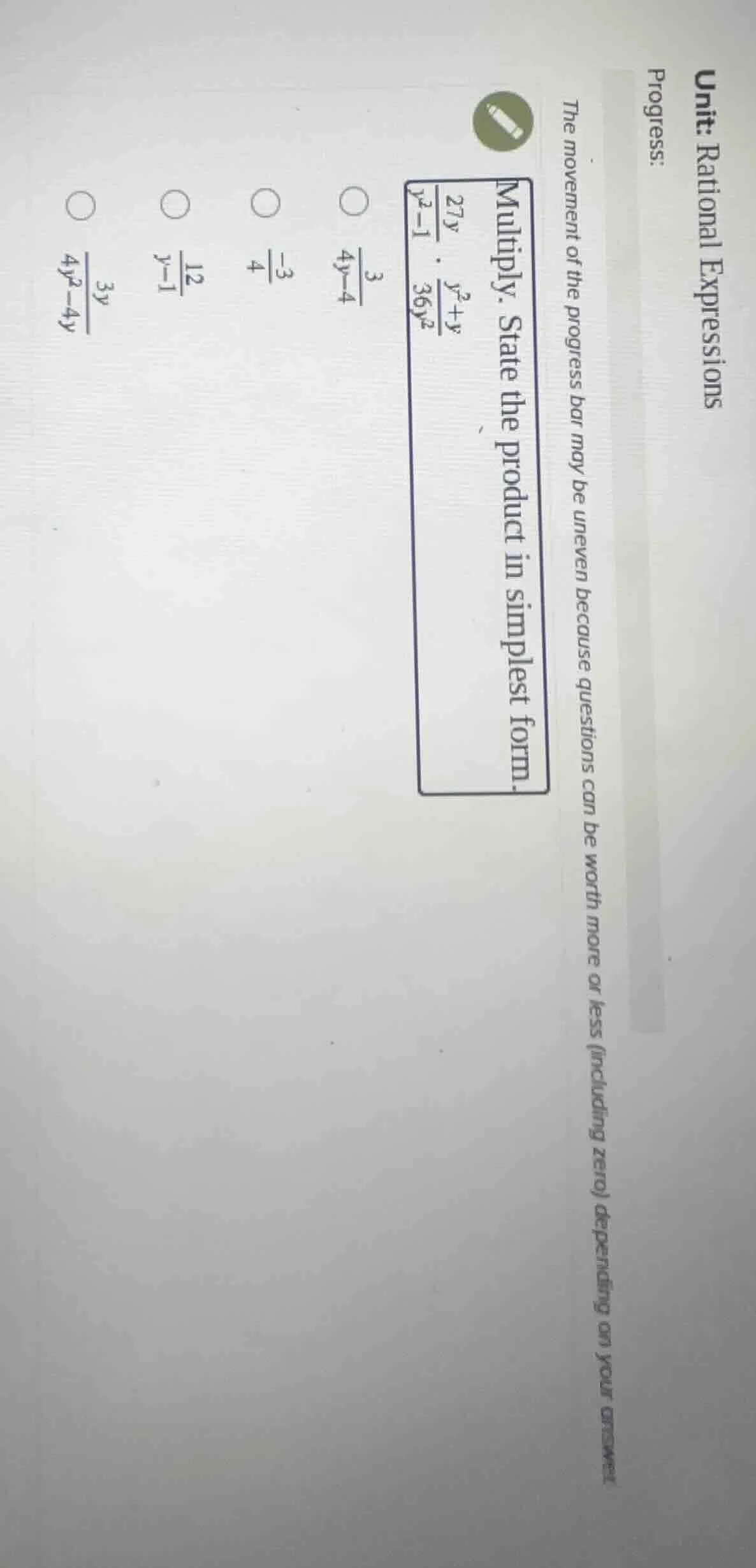 unit: rational expressions progress: the movement of the progress bar m…