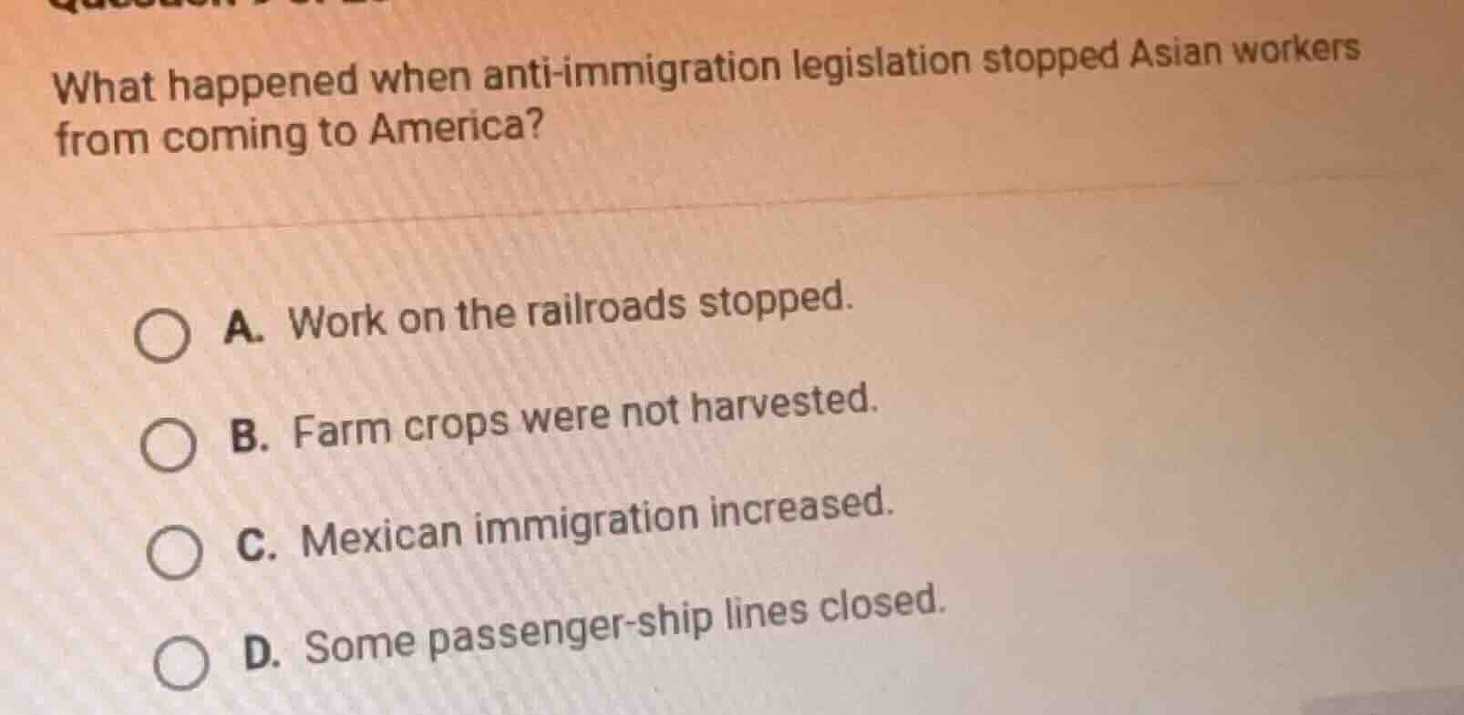 what happened when anti - immigration legislation stopped asian workers…
