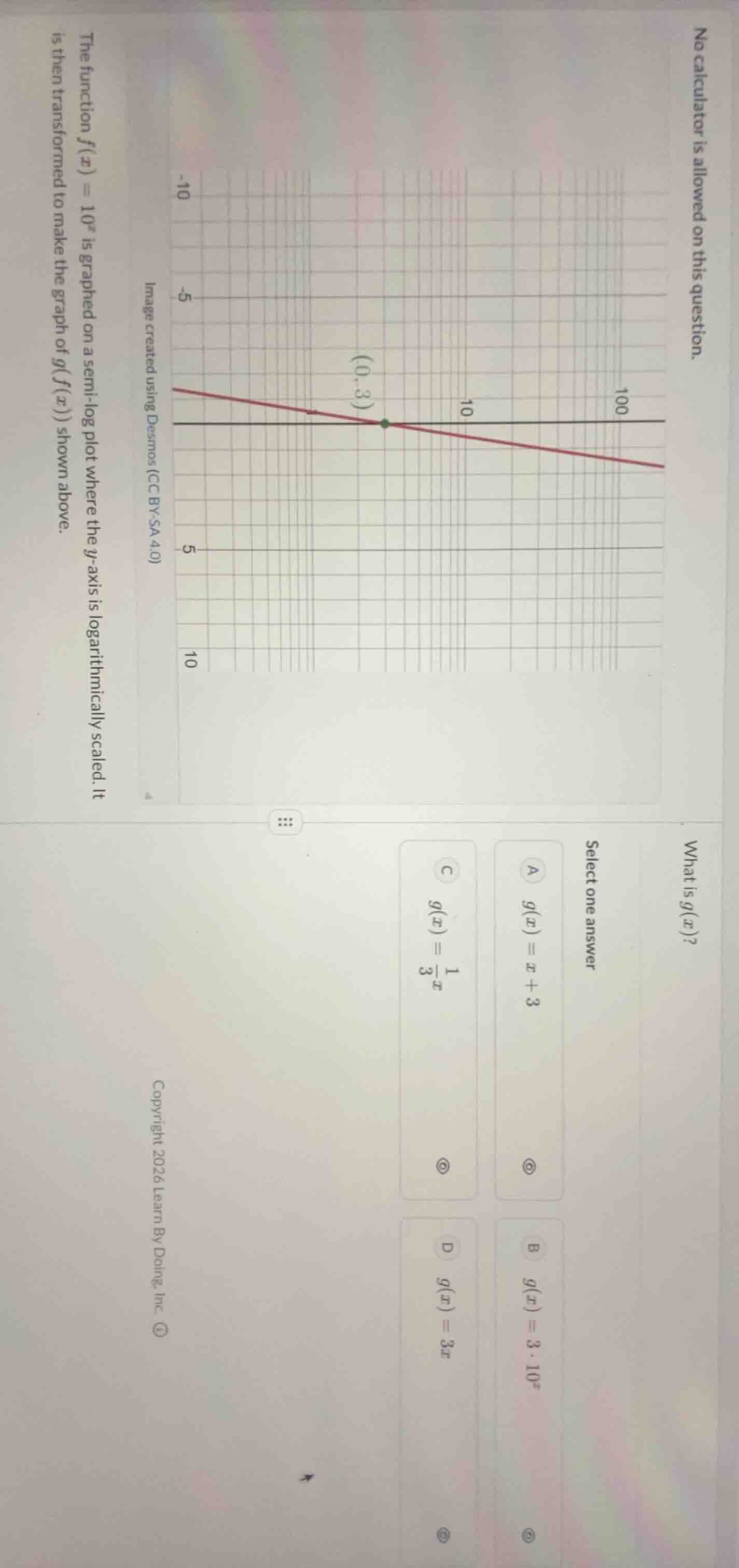 no calculator is allowed on this question. the function ( f(x) = 10^x )…