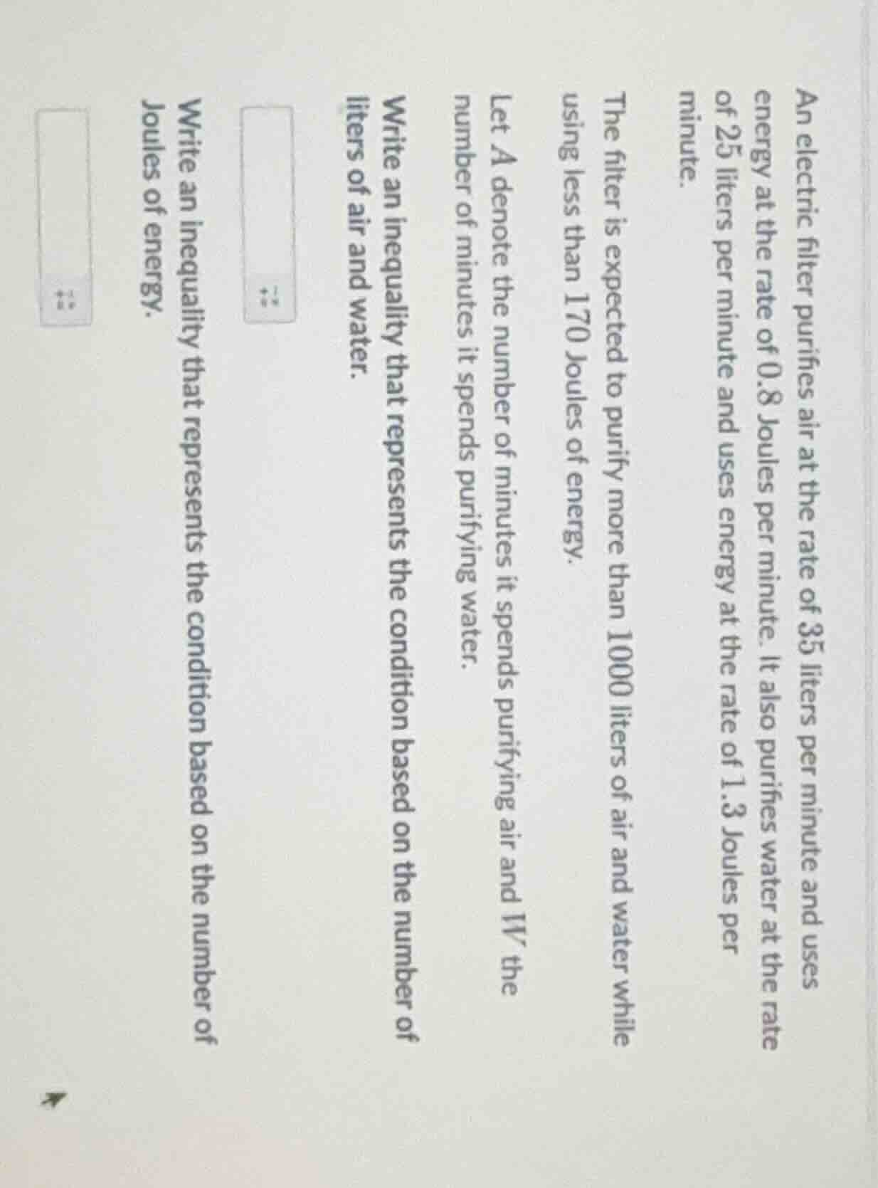 an electric filter purifies air at the rate of 35 liters per minute and…