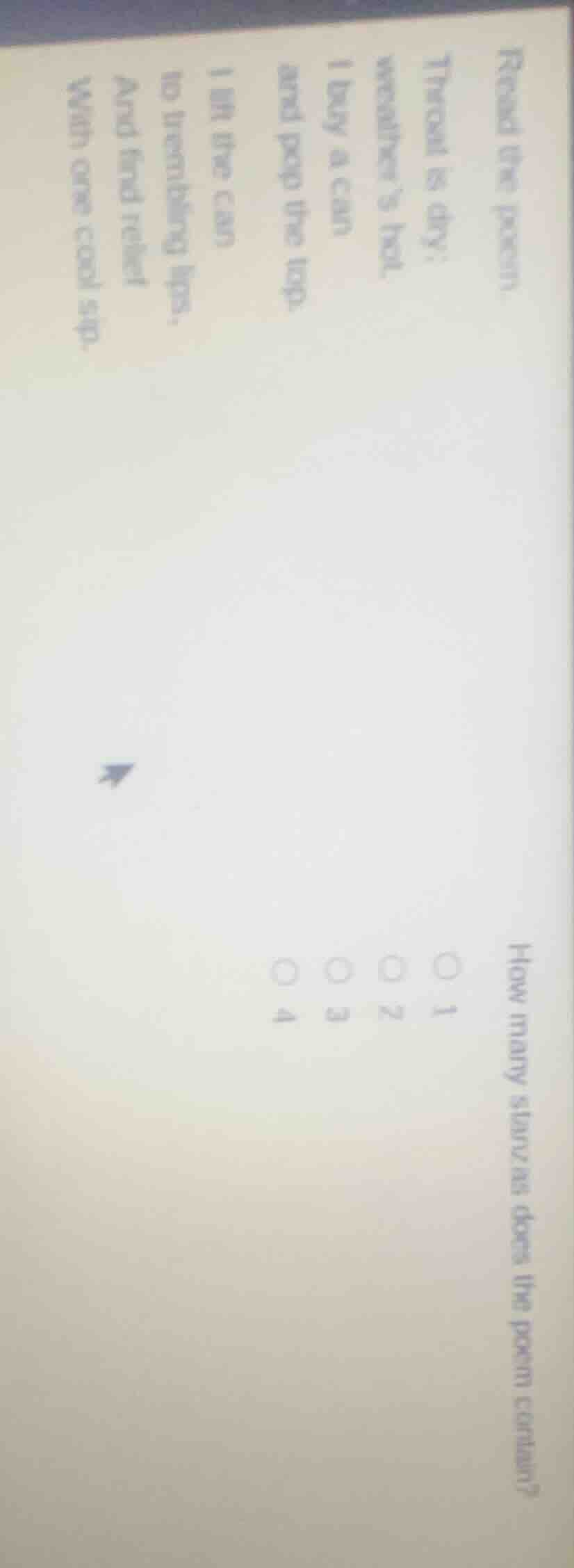 read the poem throat is dry; weather’s hot. i buy a can and pop the top…