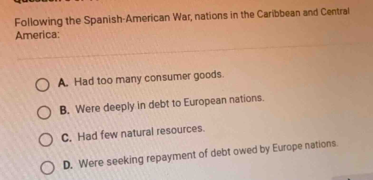 following the spanish - american war, nations in the caribbean and cent…