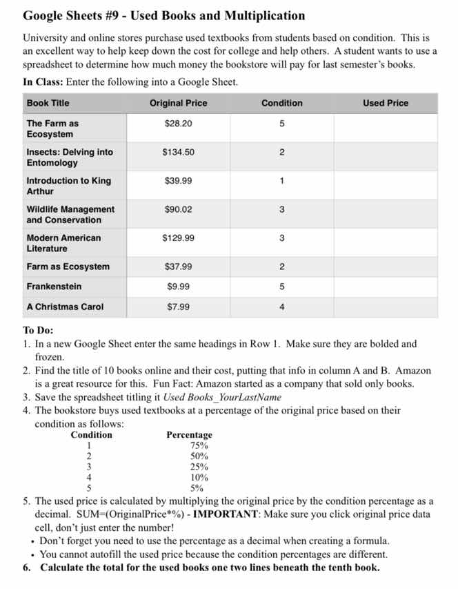 google sheets #9 - used books and multiplication university and online …