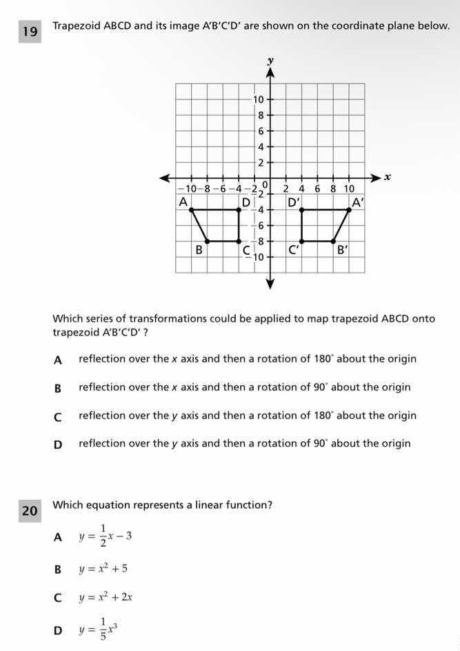 19 trapezoid abcd and its image abcd are shown on the coordinate plane …