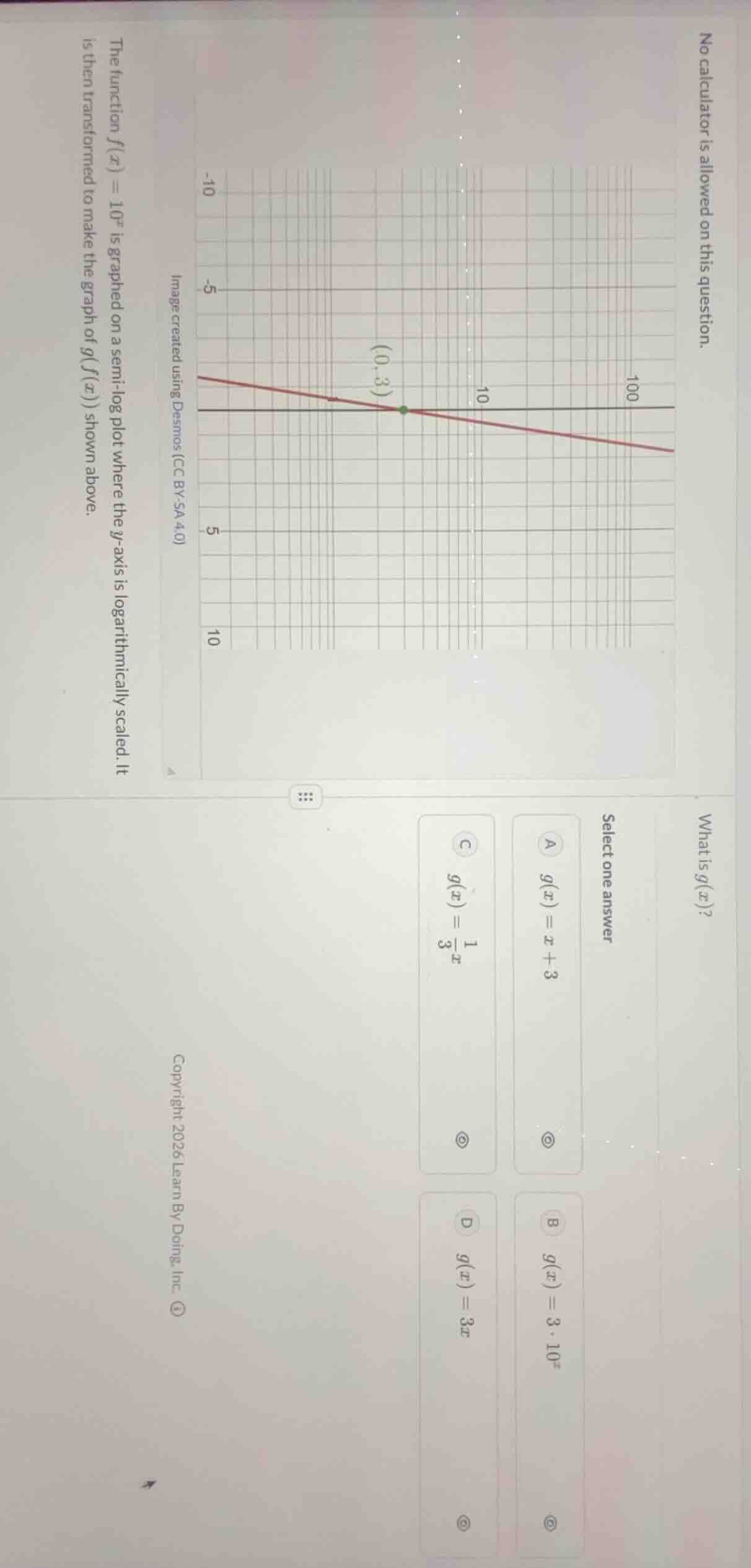 no calculator is allowed on this question. the function $f(x) = 10^x$ i…