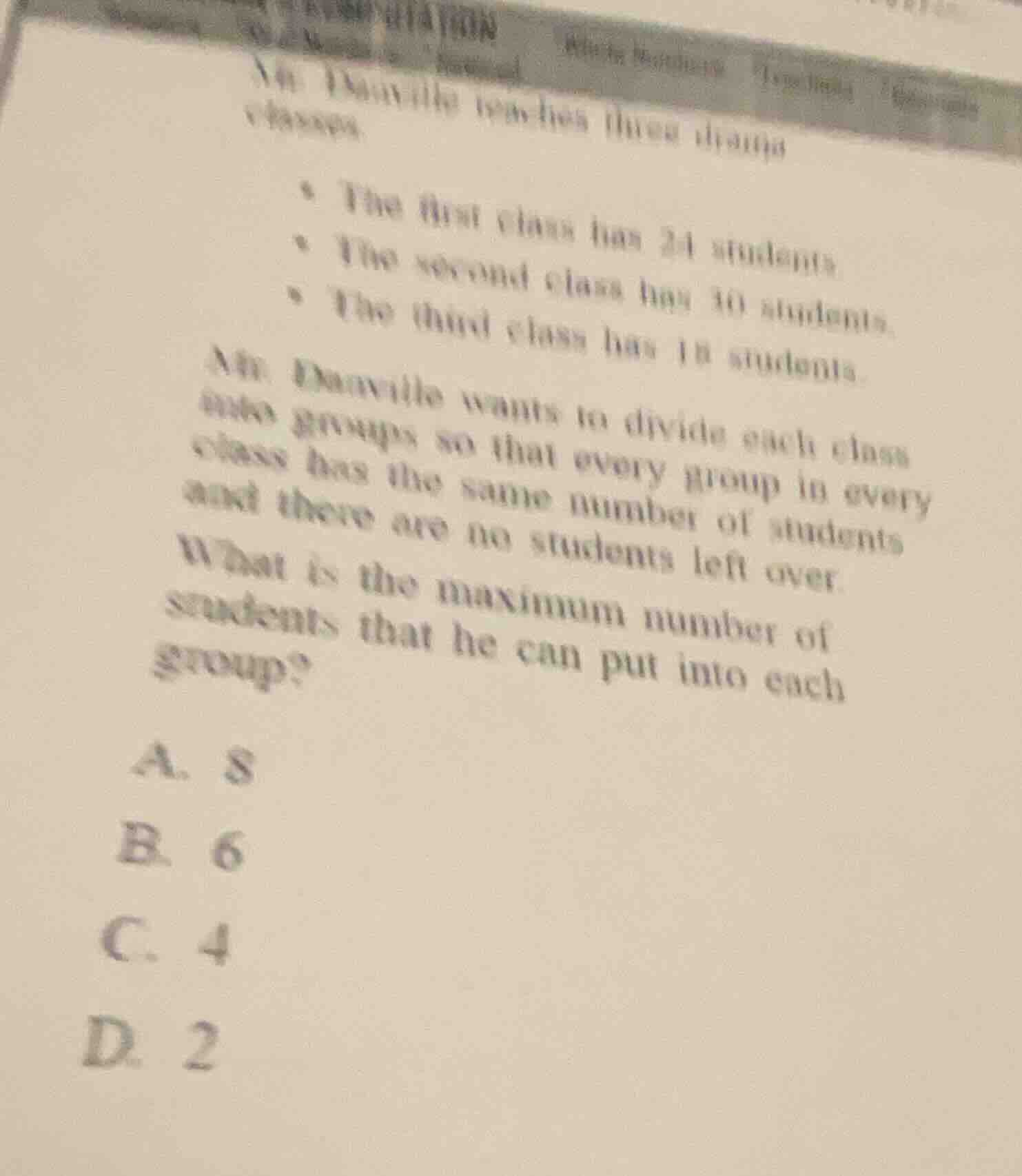 mr. danville teaches three drama classes. - the first class has 24 stud…