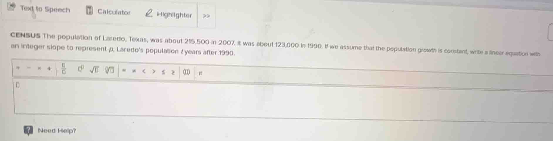 census the population of laredo, texas, was about 215,500 in 2007. it w…