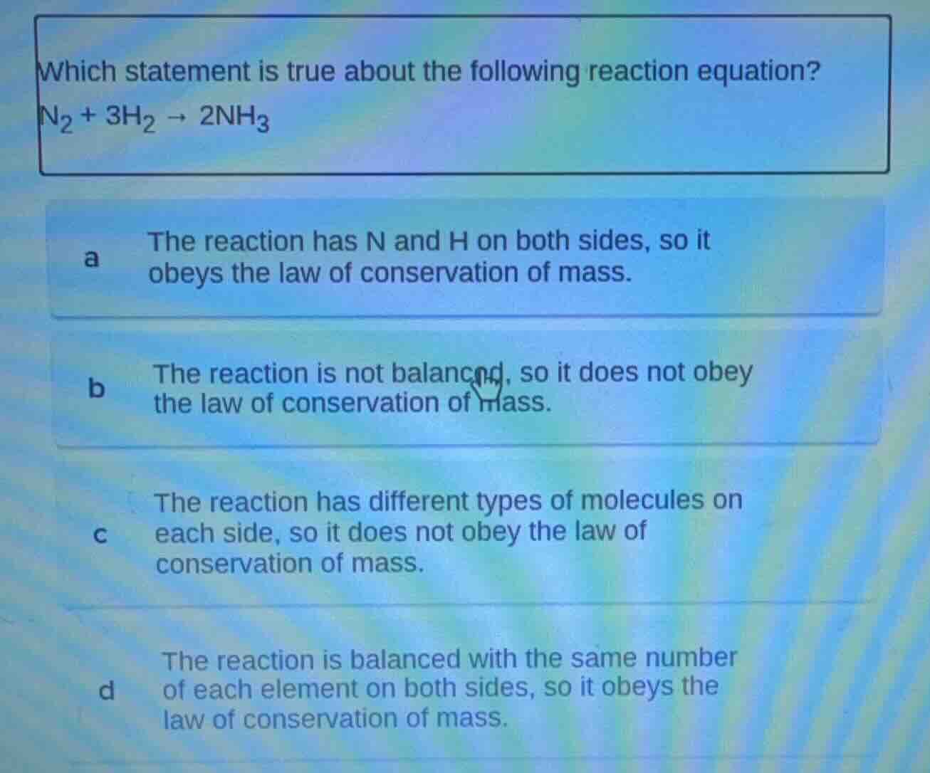 which statement is true about the following reaction equation? $\\ce{n_…