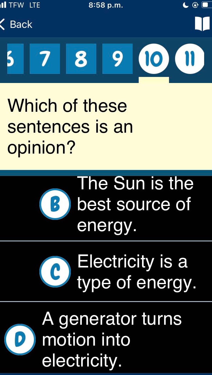 which of these sentences is an opinion? the sun is the best source of e…