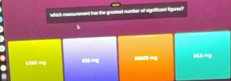 which measurement has the greatest number of significant figures? 6.060…