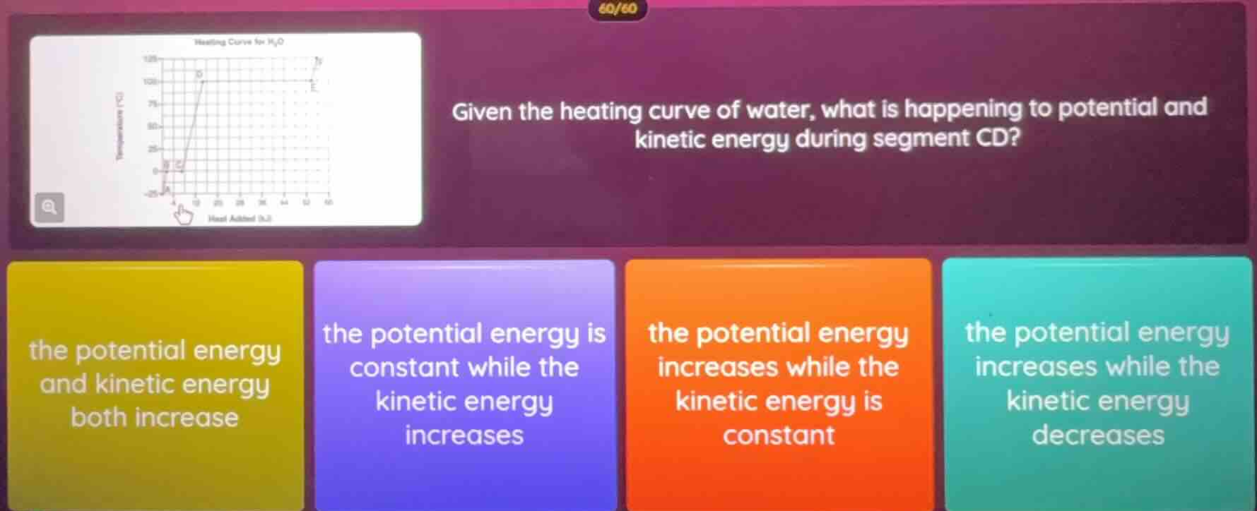 heating curve for h₂o given the heating curve of water, what is happeni…