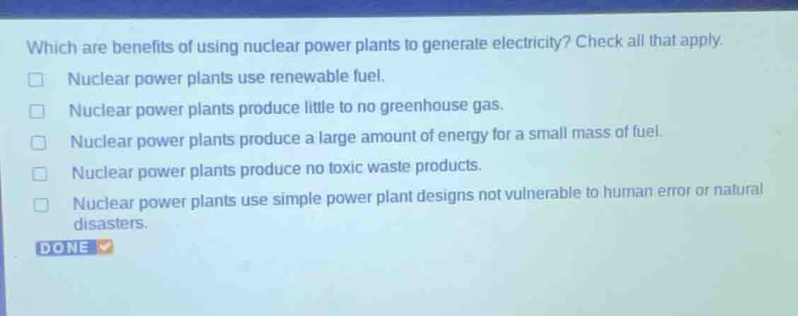which are benefits of using nuclear power plants to generate electricit…