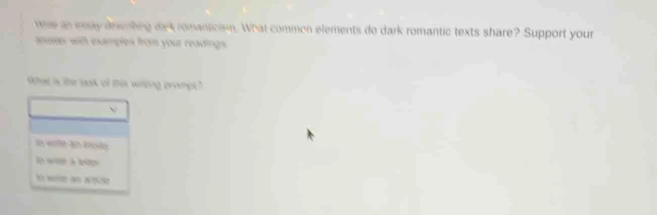 write an essay describing dark romanticism. what common elements do dar…