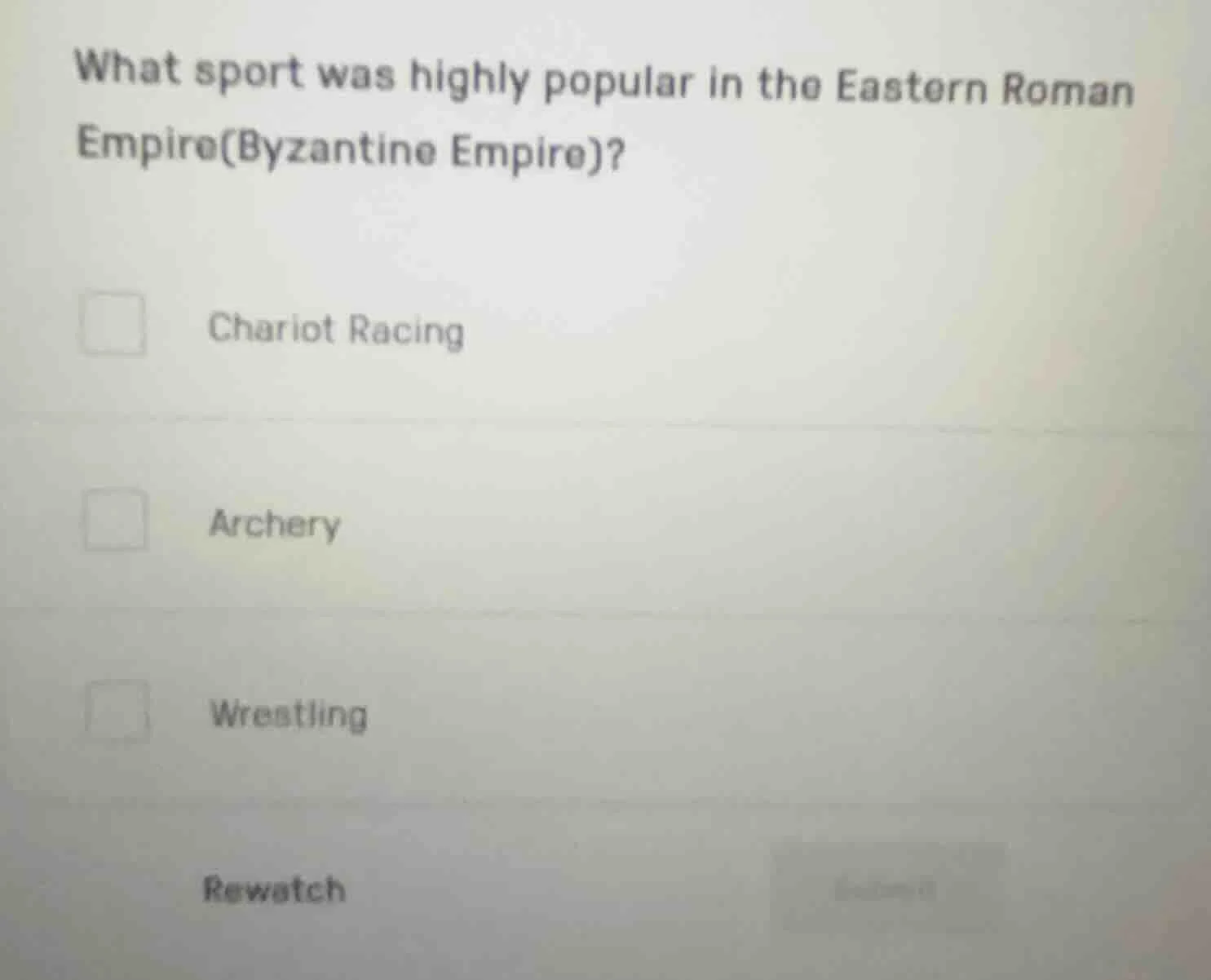 what sport was highly popular in the eastern roman empire(byzantine emp…