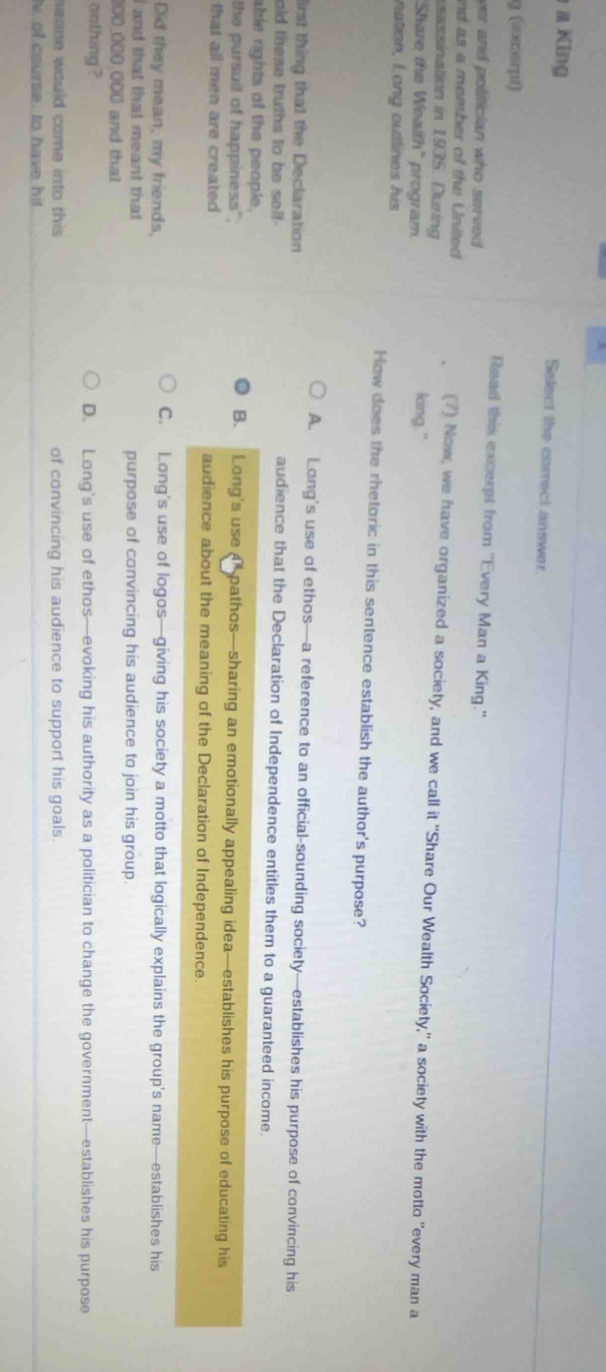 read the excerpt from \every man a king.\ (7) now, we have organized a …