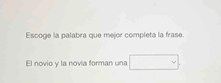 escoge la palabra que mejor completa la frase. el novio y la novia form…