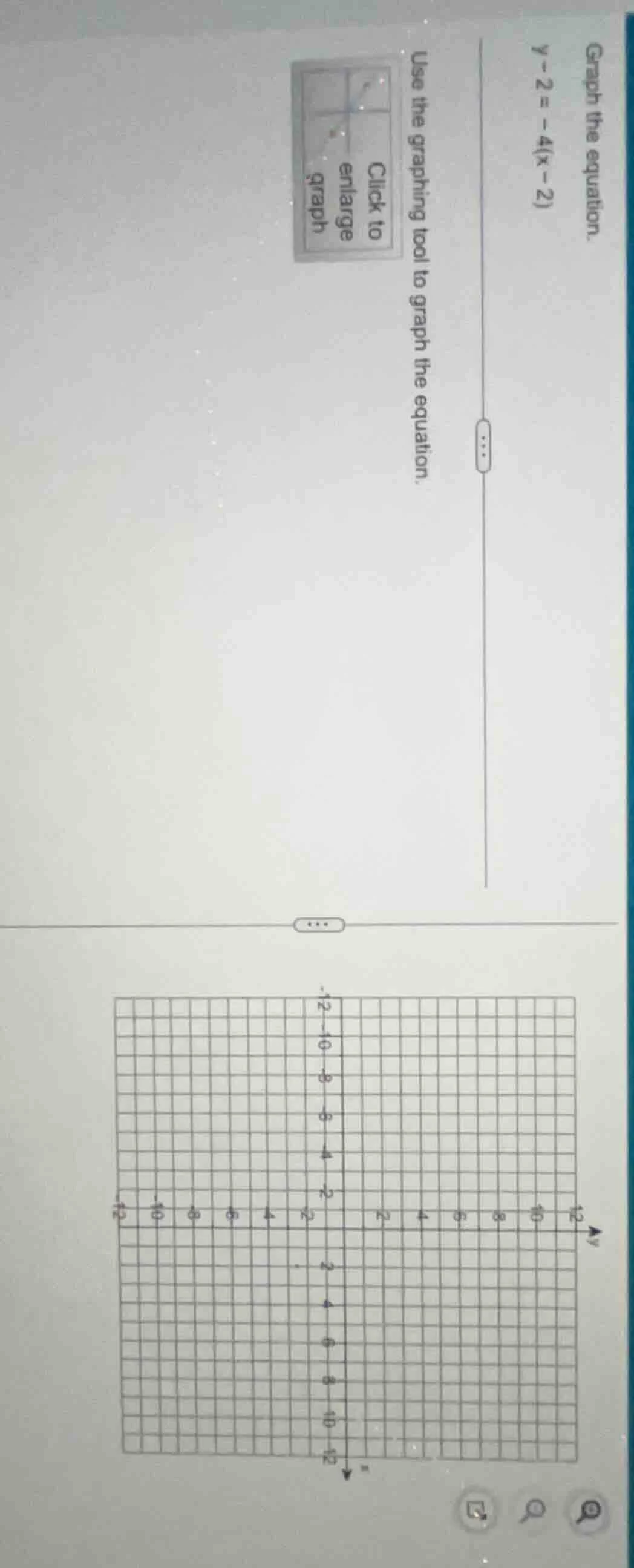 graph the equation. $y - 2 = -4(x - 2)$ use the graphing tool to graph …
