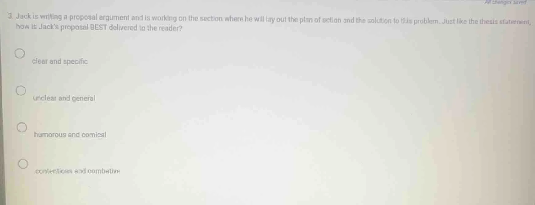 3. jack is writing a proposal argument and is working on the section wh…