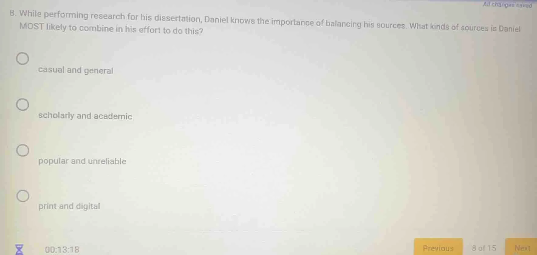 8. while performing research for his dissertation, daniel knows the imp…