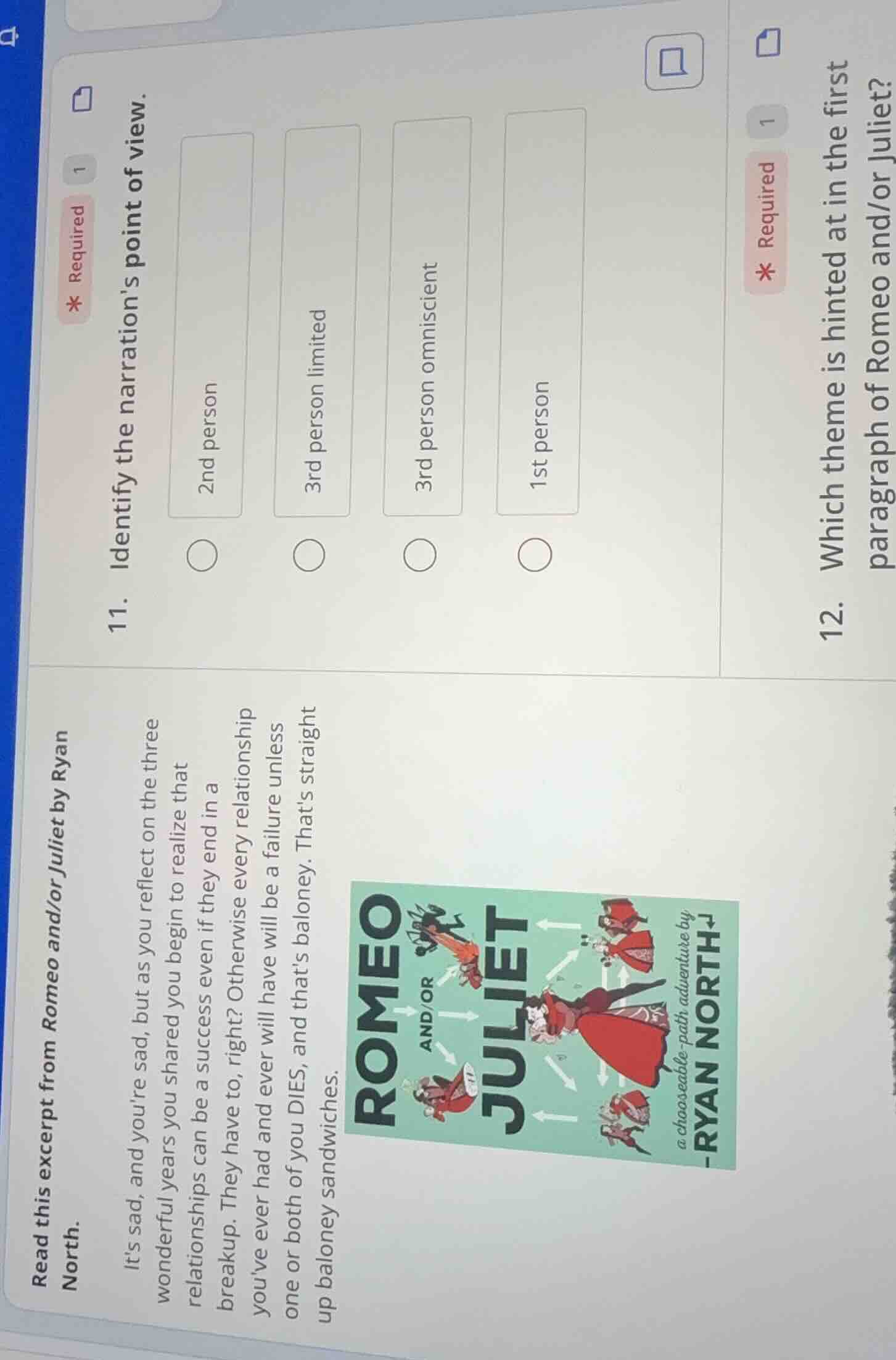 read this excerpt from romeo and/or juliet by ryan north. its sad, and …