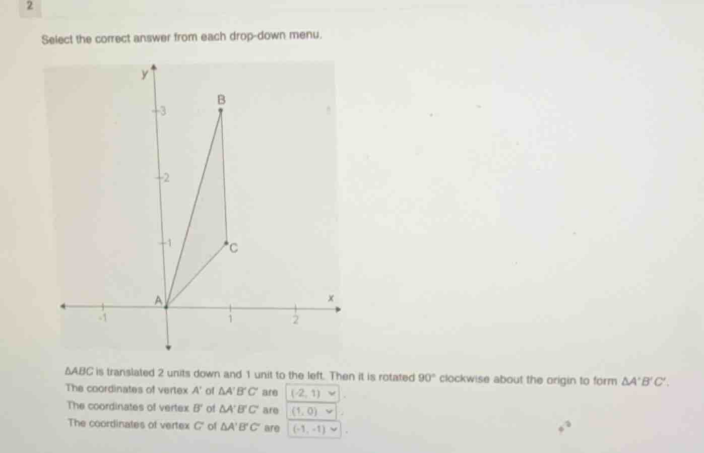 select the correct answer from each drop - down menu. △abc is translate…