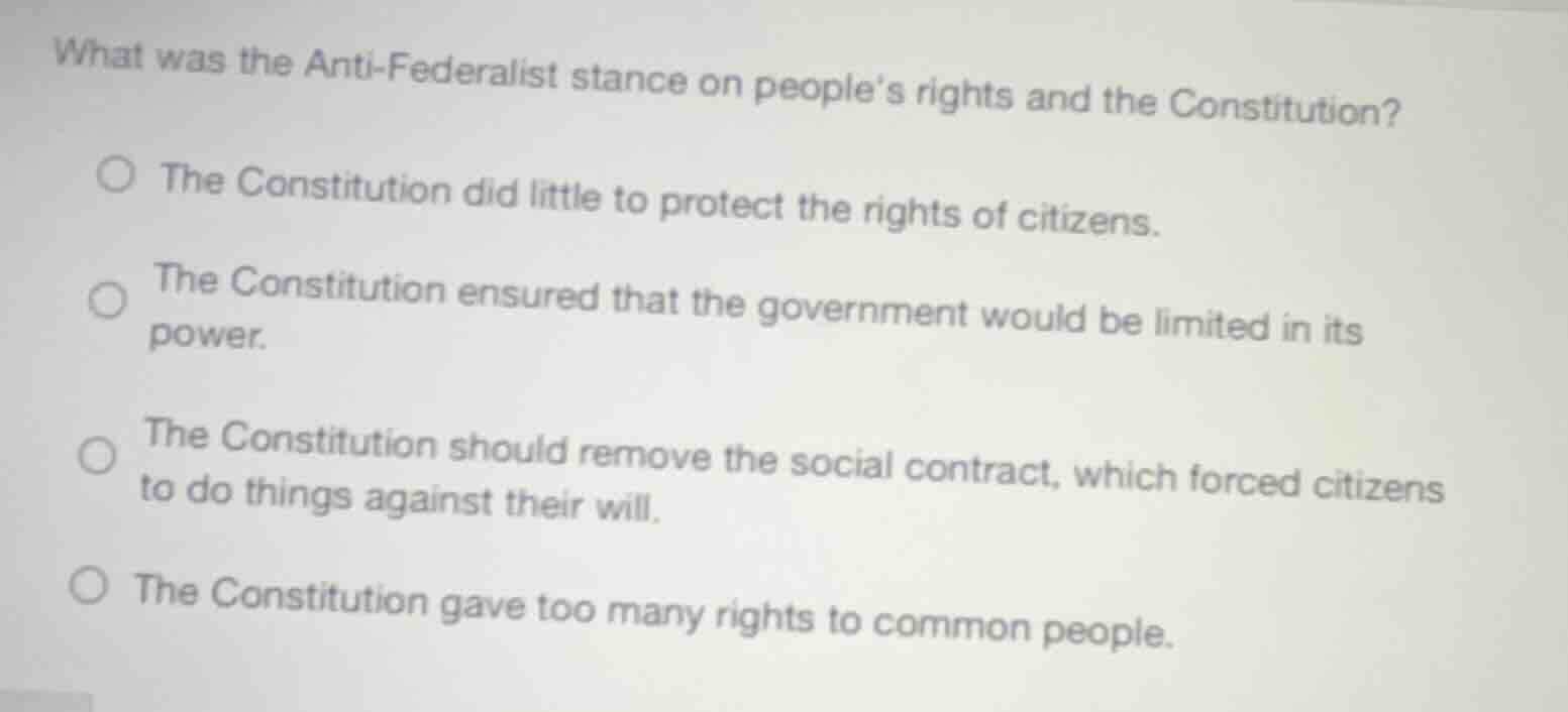 what was the anti - federalist stance on peoples rights and the constit…