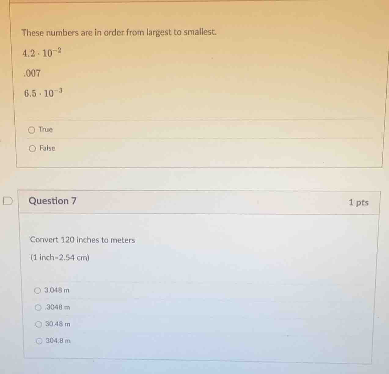 these numbers are in order from largest to smallest. $4.2 \\cdot 10^{-2…